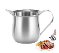 Dispensación de jarra con mango | 90 ml de lana de acero inoxidable lanza lácteo Soporte de crema para el hogar con mango, jarra de leche segura para lavavajillas para café, té, condimento, gama de ap