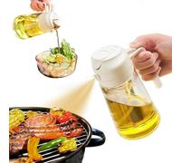 Dispensador Aceite Spray Pulverizador 2 en 1 Spray de Vidrio Antigoteo para Cocina Aceiteras con Difusor Aceite Cocina Dosificador 470ml Freidoras de Aire y Cocinar Rociador Cocinar (Blanco)