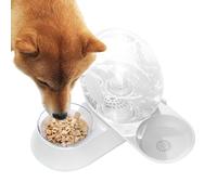 Dispensador automático de agua potable para gatos, apto para alimentos, a prueba de fugas, con principio de sifón, fuente automática para beber y comedero, para cachorros, conejos y todas las razas