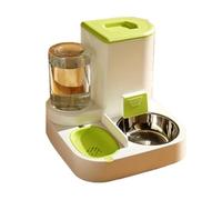 Dispensador automático de Agua y Comida for Mascotas, 2 en 1: contenedor for Gatos Gran Capacidad(Light Green)