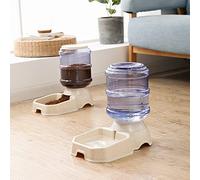 Dispensador Automático de Agua y Comida para Mascotas 3,8L, Fuente para Gatos y Perros, Depósito Grande de Plástico - de Relleno Automático por Gravedad, Fácil Limpieza y (Alimentadora)