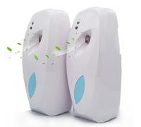 Dispensador automático de ambientador en aerosol (paquete de 2), ambientadores automáticos montados en la pared/de pie para uso doméstico y comercial, ajuste de liberación de aroma múltiple para