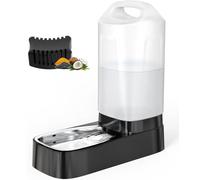 Dispensador automático de cuenco de agua para perros con filtro, 2.4 galones de gravedad grande, alimentador automático de agua para mascotas con cuenco de acero inoxidable y asa de fácil transporte