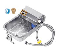 Dispensador automático de cuenco de agua para perros, cuenco de agua de acero inoxidable con tapón de drenaje para mascotas, Auto Fill Dog Waterer para gatos grandes, gallinas, ganado (S)