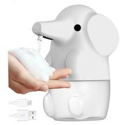 Dispensador automático de jabón con forma de elefante, dispensador de jabón espumoso, 250 ml, 2 modos, recargable por USB, lindo animal, mano sin contacto, para baño de niños, blanco, espuma