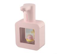 Dispensador automático de jabón con tanque de espuma de 400 ml y recarga USB, con bonito diseño de mascotas para manos con recordatorio de tiempo de 20 segundos (rosa)