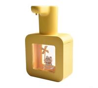 Dispensador automático de jabón de 400 ml, desinfectante de manos de espuma sin contacto en forma de mascota, dispensador de líquido recargable por USB para baño, cocina (amarillo)