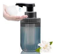 Dispensador automático de jabón de espuma de vidrio sin contacto, dispensador de jabón líquido acanalado manos libres recargable con bomba de sensor eléctrico acabado cromado, botella recargable para
