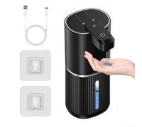 Dispensador automático de jabón, dispensador desinfectante de manos sin contacto con batería de 1200 mAh, bomba de jabón eléctrica impermeable IPX5, 4 niveles ajustables, montado en la pared para