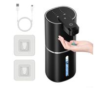 Dispensador automático de jabón espumoso de 380 ml, montaje en pared, ajustable, 4 niveles para baño, cocina, baño público, manos (gel negro)