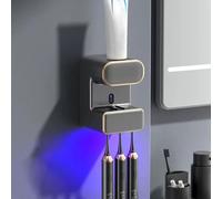 Dispensador automático de pasta de dientes, distribuidor de pasta de dientes montado en la pared con esterilización UV, dispensadores de pasta de dientes con 3 ranuras para pasta de dientes