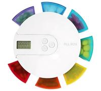 Dispensador automático de pastillas, organizador de pastillas para 7 días con pantalla digital y alarma, caja de medicina de viaje portátil para vitaminas y medicamentos colorido, Ich Dekor