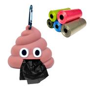 Dispensador bolsas caca perro y gato + Regalo de 5 rollos de bolsas de basura de colores resistentes para recoger excrementos, portabolsas para cacas de animales