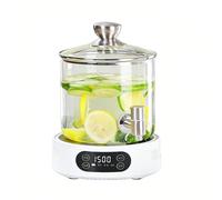 Dispensador Comercial de Bebidas de Vidrio de 3 Litros con Grifo de Acero Inoxidable y Base Calefactora Eléctrica Para Bebidas Calientes, Fiestas, Catering