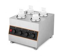 Dispensador comercial de salsa de queso de 640 W, paquete de 4 calentadores eléctricos para botellas, calentador de mermelada de acero inoxidable de 30-85 °C para ketchup y chocolate