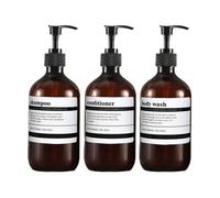 Dispensador con Bomba para Ducha 3Pcs Amber Shampoo Empty Bottle with Pump Shower Gel Dispenser for Bathroom Conditioner(Amber Bottle Set)