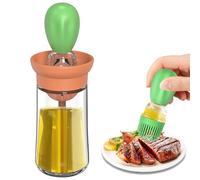Dispensador con Pincel Silicona,3 en 1 Cristal 180 ml, Cepillo para Botella de Aceite de Cristal,Dispensador de Aceite Brocha,para Cocinar, Ensalada, Hornear, Barbacoa, Freidora Aire (Verde)