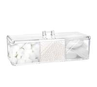 Dispensador cuadrado de soporte Qtip, soporte de bola de algodón de 3 compartimentos, botes de baño para hisopo de algodón, bola, organizador de almohadillas de algodón, contenedores acrílicos