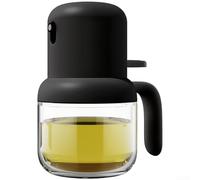 Dispensador de aceite de vidrio de 180 ml con boquilla de niebla fina y mecanismo de prensa optimizado para asar a la parrilla y tareas de aderezo frío (negro, 180 ml)