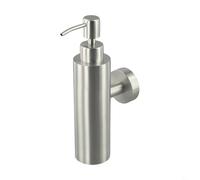 Dispensador de acero inoxidable montado en la pared para champú, loción de lavado corporal, compatible con requisitos de espacio de baño y cocina (plateado)