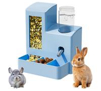 Dispensador de agua 2 en 1 para comida de conejillo de indias, botella de agua de conejo a prueba de fugas, dispensador automático sin goteo para jaula de cobayas, chinchilla, hurón, hámster (azul, 2