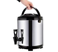 Dispensador de agua caliente aislado de acero inoxidable con grifo, perfecto para servir bebidas calientes y té con leche en catering y eventos
