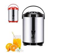 Dispensador de Agua Caliente Comercial, 6-12L Termo de Agua Acero Inoxidable con Grifo, Mantiene Calor 10-12 Horas, para Café, Té, Leche, Oficina, Cafetería, Eventos