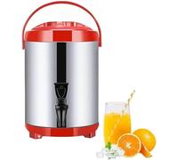 Dispensador de agua caliente de acero inoxidable con grifo, termo aislado para mantener el calor durante 10-12 horas, calentador de agua con regulador de temperatura, rojo, 6 litros.