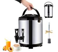 Dispensador de agua caliente de acero inoxidable, hervidor de agua - 6L/8L/10L/12L urna de café con espiga, barril aislado - ideal para bebidas, cubo de té de leche y más