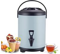 Dispensador de Agua Caliente y fría Tipo urna, de Acero Inoxidable, con Grifo, asa portátil, Gran Capacidad y Cierre hermético, Ideal para Catering, oficinas, hoteles y Fiestas (Color: Azul,