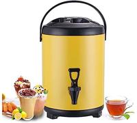 Dispensador de Agua Caliente y fría Tipo urna, de Acero Inoxidable, con Grifo, asa portátil, Gran Capacidad y Cierre hermético, Ideal para Catering, oficinas, hoteles y Fiestas (Color: Amari