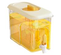Dispensador de Agua con Tap 4L Bebida de Grado alimenticio Bebida sellada con filtros duales Jugo de Verano Inclinado para el refrigerador, Amarillo Crema, Jugo con Grifo