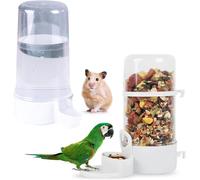 Dispensador de agua de 2 piezas, comedero automático para pájaros y bebedero, juego para jaula, cuenco colgante para loros, accesorios para jaula de periquitos para hámsteres, palomas, loros (B)