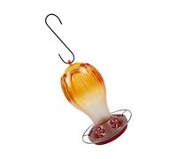 Dispensador de agua de colibrí de vidrio reforzado de 15 cm de ancho de la base a prueba de fugas, excelente para jardines, comedero de colibríes, comedero de vidrio, rojo soplado a mano, para jardín