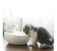 Dispensador de agua para gatos, dispensador de agua automático de circulación para mascotas, fuente de agua para gatos verticales de loto, fuente para gatos, decoración de peces pequeños (blanco)