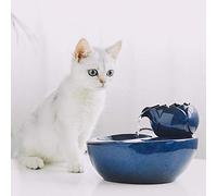 Dispensador de agua para gatos, dispensador de agua automático de circulación para mascotas, fuente de agua para gatos verticales de loto, fuente para gatos, decoración de peces pequeños (azul)