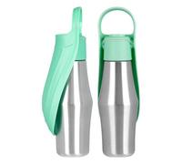 Dispensador de agua para perros, recipiente de acero inoxidable portátil de 27 onzas, dispensador ligero, a prueba de fugas, botella para mascotas con cuenco combinado de viaje, ayuda para beber de