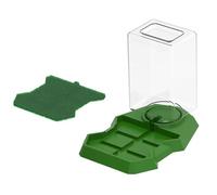 Dispensador de agua para reptiles, dispensador de tortuga, botella de agua y comida para animales pequeños, 12,6 x 17,5 x 1,5 cm, color verde