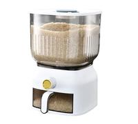 Dispensador de arroz contenedor transparente de 22 lb con registrador de tiempo recipiente de almacenamiento de granos de gran apertura con taza y tapa para frijoles cereales alimentos secos y arroz.