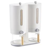 Dispensador De Arroz: De Almacenamiento De Grano Transparente De 11 Libras, Contenedor De Alimentos De Doble Cubo | Keeper A Base De Cereales De Propósito Múltiple, Soporte Para Frijoles Verdes