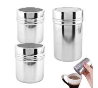 Dispensador de Azúcar Glas | Espolvoreador Para Repostería | 3 Piezas De Acero Inoxidable Para Cocina Restaurantes Panaderías Food Trucks Picnic