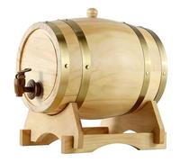 Dispensador de Barril de Madera Retro con Detalles de LatóN, Barril de Vino de Roble con Grifo y Soporte, para ElaboracióN de Cerveza Casera, Almacenamiento de Licores(C,1.5L)