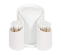 Dispensador de bastoncillos de algodón - Estuche Qtip de 10 Cm, soporte para colores , bandeja de almacenamiento compacta, olla de baño de acrílico, organizador de vanidad minimalista para