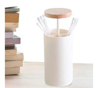 Dispensador de bastoncillos de algodón Qtip, soporte para palillos de algodón - Porta Qtip | Soporte de diseño compartimentado con prensa de mano para salón doméstico