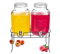 Dispensador de Bebidas 2x4 Litros Grifo Soporte Agua Jugo