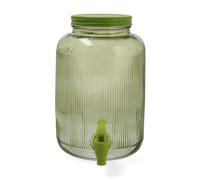Dispensador de bebidas 4L vidrio con grifo y tapa hermética QUID - Disponible en verde o azul - Ideal para agua, zumos, limonadas o cócteles - Diseño decorativo vintage - Apto frigorífico - Perfecto