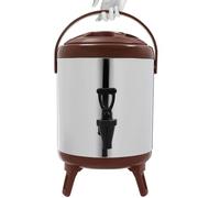 Dispensador de bebidas aislado con grifo, acero inoxidable, transportador de bebidas frías y calientes para leche, té y café, capacidad de 6 litros