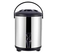 Dispensador de bebidas aislado con grifo, acero inoxidable, transportador de bebidas frías y calientes para leche, té y café, capacidad de 6 litros