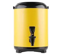Dispensador de bebidas aislado con grifo, barril frío y caliente de doble pared de 10 L para café, té, jugo y leche, servidor amarillo para fiestas y bufés