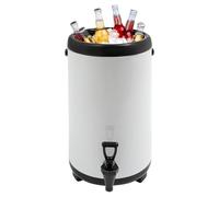 Dispensador de bebidas aislado de acero inoxidable, 10 L/12 L, soporte plegable, recipiente aislado con boquilla, dispensador de bebidas frías y calientes para fiestas, exteriores, viajes (blanco, 12